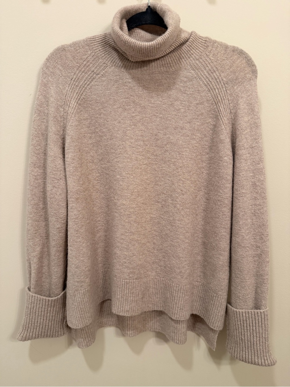 J.CREW Beige Ribbed Knit Turtleneck Pullover Sweater Raglan Long Sleeve S-XL